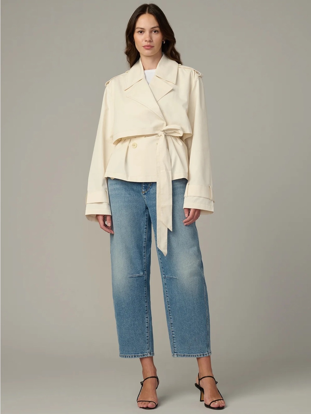 Joe's Jeans Cream Belted Boyfriend Coat